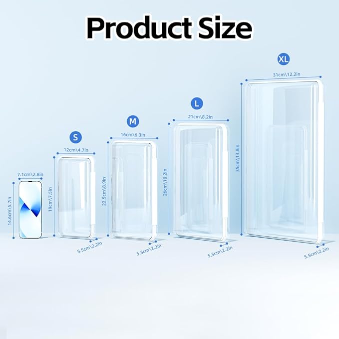 4Pcs Clear Hard Shell Zipper Case -Transparent Pouch Bag Storage Case Plastic Packing Cube Sided Organizer Container Box, Lightweight Foldable for Travel, Pencil, Cosmetics, Toiletry, Toy(SMLXL)