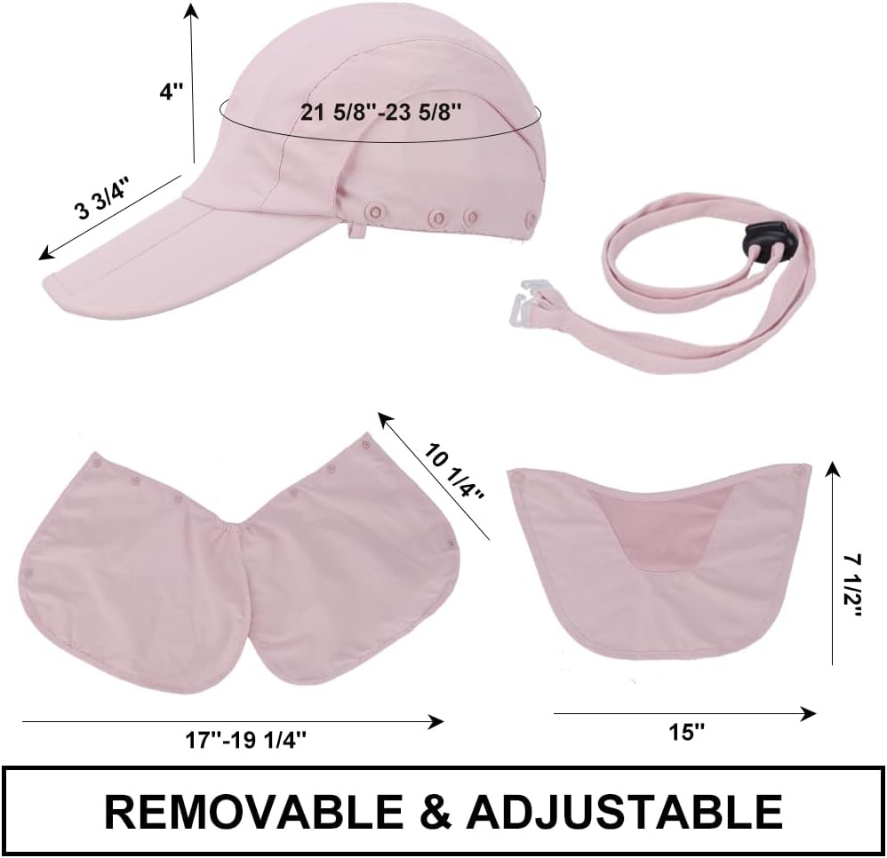 Foldable Sun Cap, Fishing Hats, UPF 50+ Protection Caps with Face Mask Neck Flap