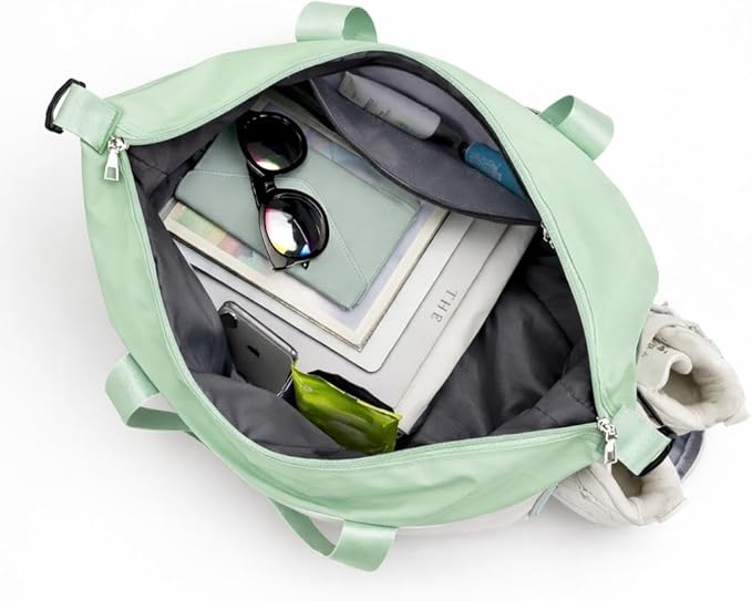 J&G Waterproof Gym Duffel Bag – Lightweight Travel & Sports Bag with Shoe Compartment and Wet Pocket for Men & Women – Carry-On Weekender for Gym, Beach, Trips – 8 Colors (Green)