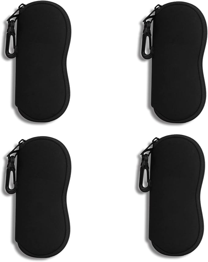 Hion Sunglasses Soft Case Ultra Light Neoprene Zipper Eyeglass Case With Belt Clip