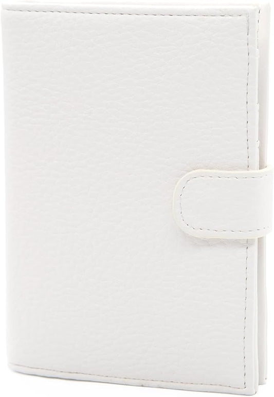 Long Keeper RFID Passport Holder Women Men PU Leather Travel Slim Wallet with Card Holders SIM Slots Zippered Coins Pocket (White)