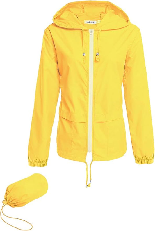 Hount Women's Lightweight Hooded Raincoat Waterproof Packable Active Outdoor Rain Jacket (S-3XL)