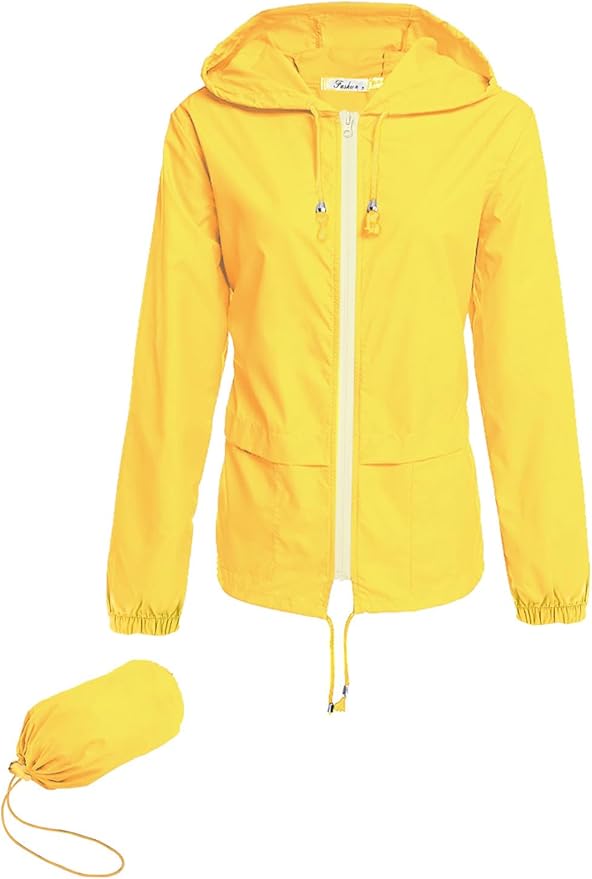 Hount Women's Lightweight Hooded Raincoat Waterproof Packable Active Outdoor Rain Jacket (S-3XL)