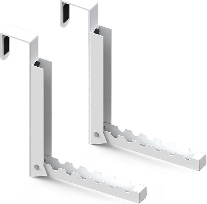 2 Pcs Over The Door Hooks Hanger,Folding Over Door Clothes Drying Laundry Rack Hooks for Hanging Clothes,Over Door Towel Racks with 6 Groves,Hanger for Clothes,Coats,Towels for Bedroom Bathroom -White