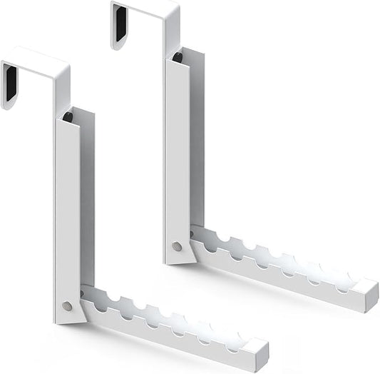 2 Pcs Over The Door Hooks Hanger,Folding Over Door Clothes Drying Laundry Rack Hooks for Hanging Clothes,Over Door Towel Racks with 6 Groves,Hanger for Clothes,Coats,Towels for Bedroom Bathroom -White
