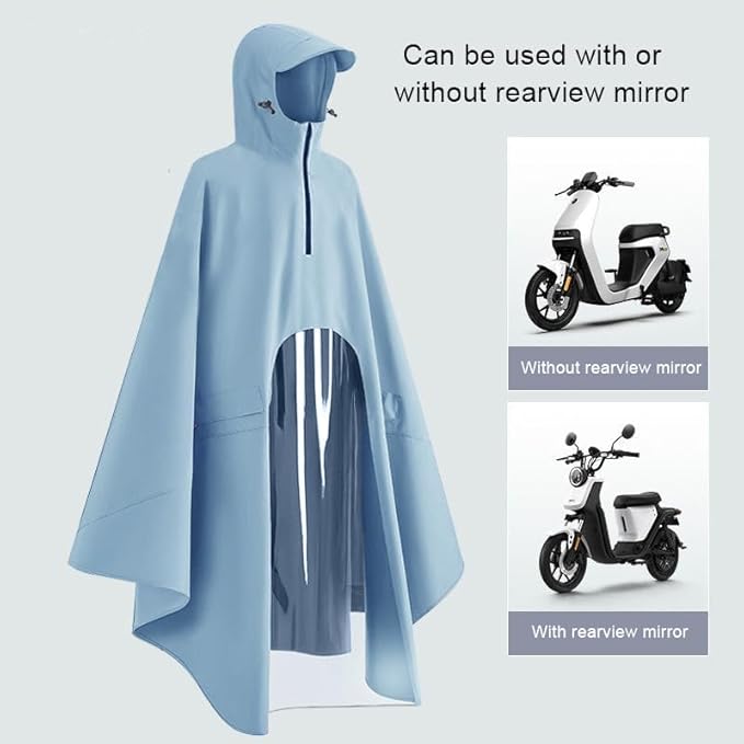 Rain Poncho Bike Bicycle, Reusable Round Electric Scooter Rain Poncho with Clear Panel, Unisex for Hiking Travelling