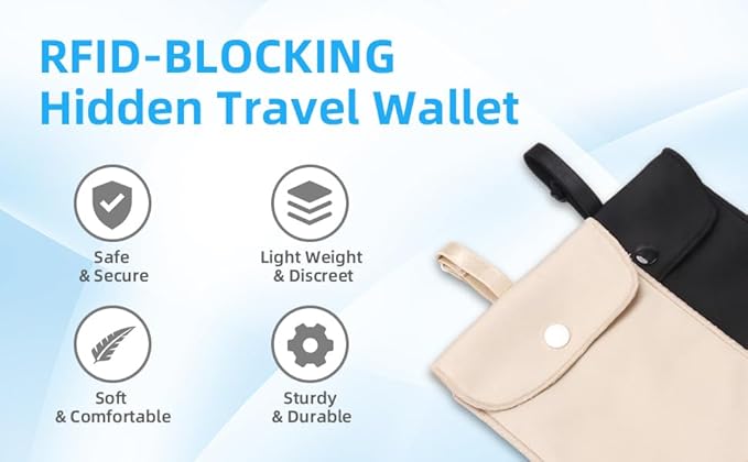 Bra Wallet Women Travel with Adjustable Elastic strap and Lanyard, Perfect Hidden Secret Pocket Protect Your Passport Credit Cards Valuables (Large Black)