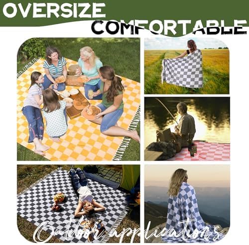 Checkered Ginat Turkish Beach Blanket Boho Oversized Huge XXL Sandproof Towel Anti Resistant Sand Free Quick Dry Lightweight Sandless Cloud Hawaii Honeymoon Travel Essentials Camping Accessories