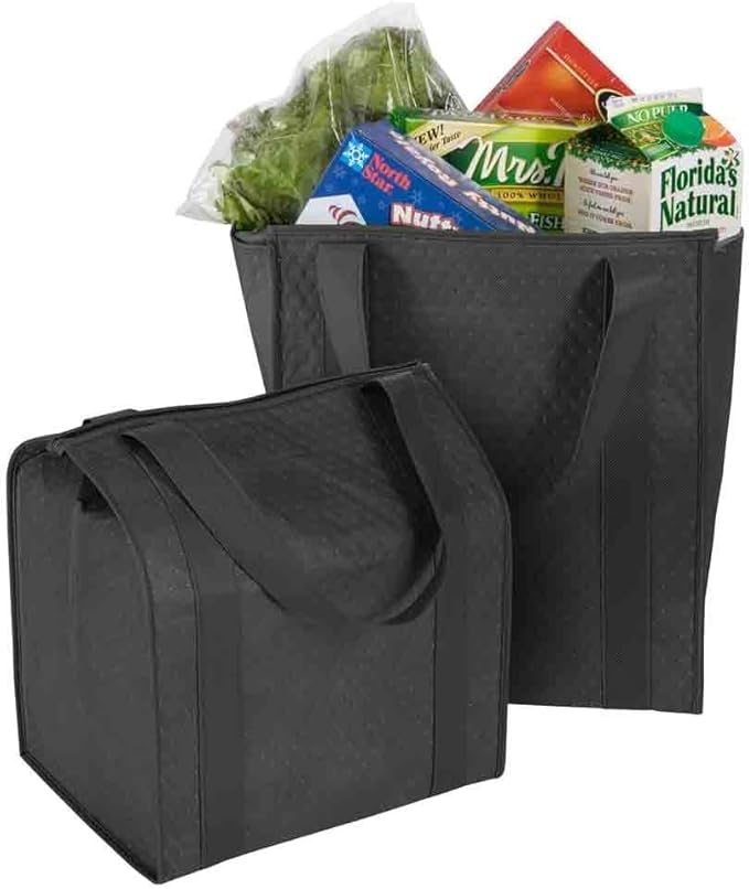 Mediz Hannah Direct Large Capacity Heavy Duty Insulated Smart Shopping Bag - Strong Reusable Grocery Tote 2 Pack