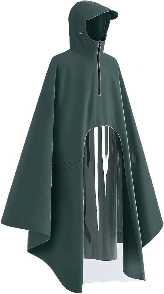 Rain Poncho Bike Bicycle, Reusable Round Electric Scooter Rain Poncho with Clear Panel, Unisex for Hiking Travelling