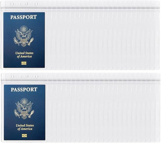 50Pack Transparent Passport Holder 4x6 Inch Extra Large ID Badge Holders PVC Card Holder Fill for Passports by CypesCrafts
