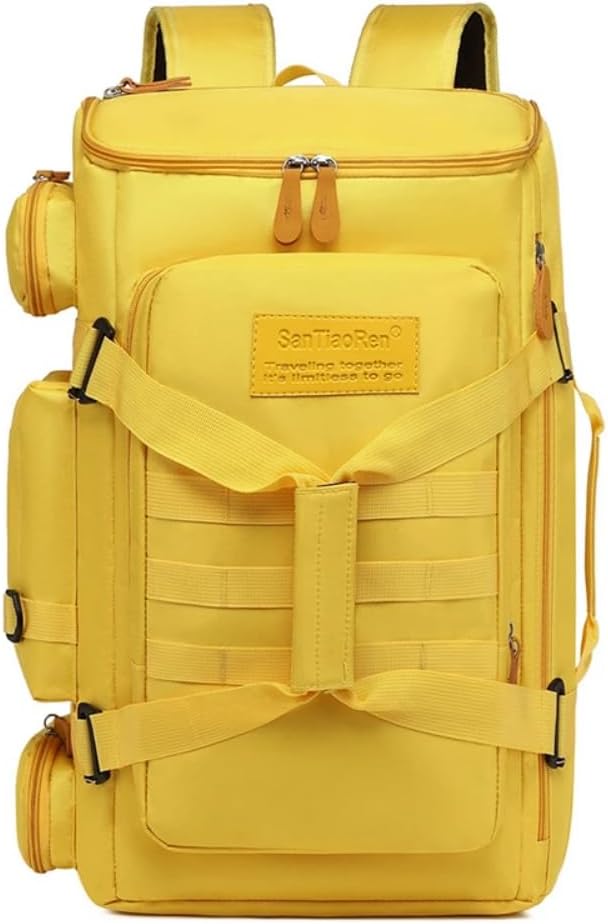 Large Capacity Travel Duffle Bags Gym Backpack Wet Dry Separation Shoulder Bag Outdoor Sports Backpacks with Overnight(Yellow)
