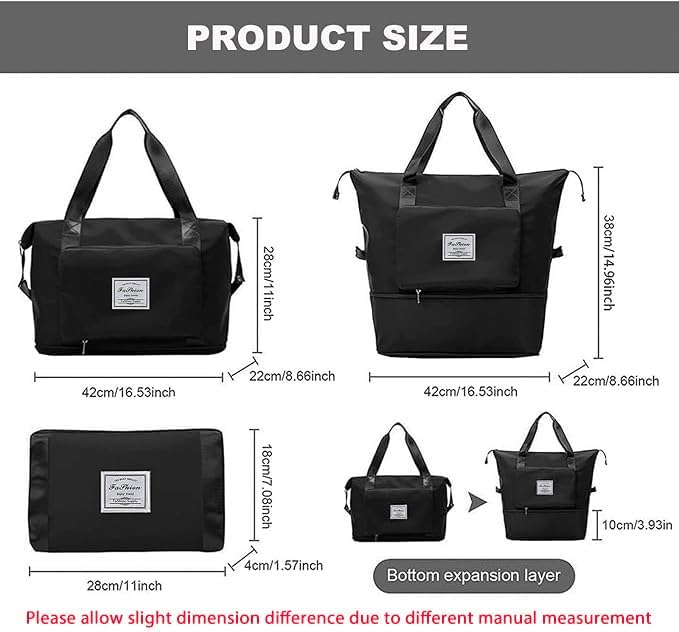 Large Capacity Travel Bag, Foldable Travel Bag, Expandable Travel Duffel Bag, Collapsible Waterproof Large Capacity Travel Handbag, Overnight Bag for Women and Man