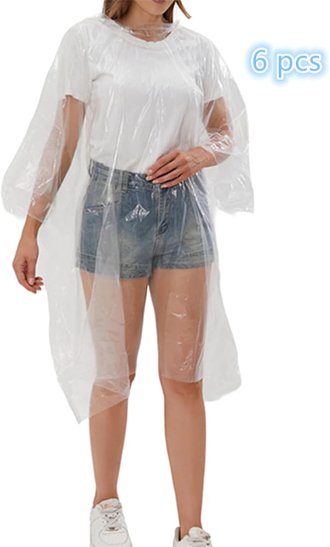 Disposable Adults Clear Rain Ponchos,Transparent White Waterproof Raincoats Rain Jackets