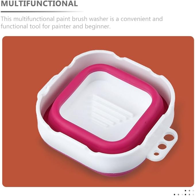 Collapsible Silicone Brush Washer - Portable Foldable Water Cup & Basin for Watercolor, Acrylic, Oil Painting | Artist Brush Cleaner and Holder | Red