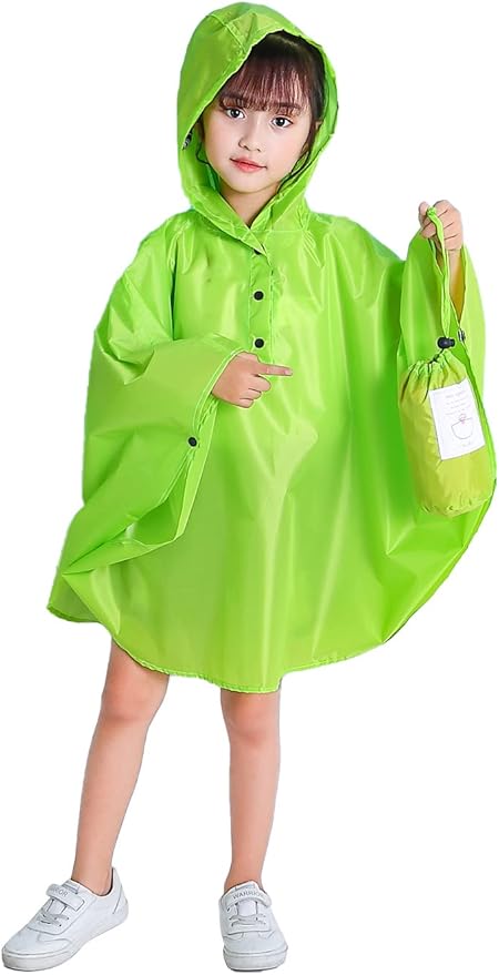 Spmor Kids Rain Poncho Hooded Jacket Rain Coat