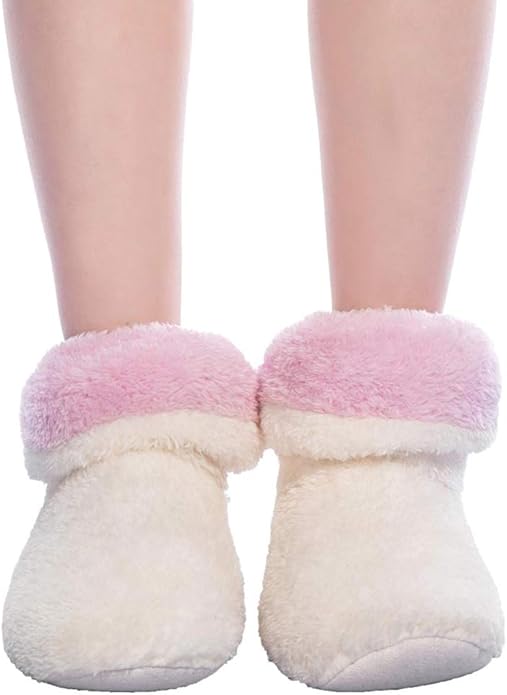 FRALOSHA Women's Slipper Sock Coral Velvet Indoor Spring-Autumn Super Soft Warm Cozy Fuzzy Lined Booties Slippers