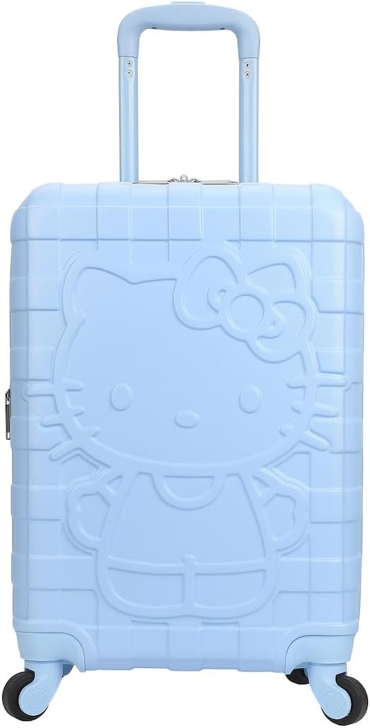 Bioworld Hello Kitty Blue Checkered Adult 20" Rolling Luggage