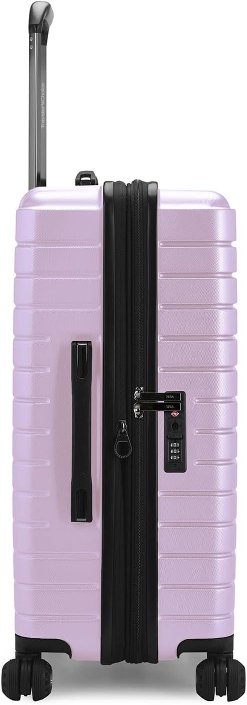 Traveler's Choice Archer Polycarbonate Expandable Luggage with Spinner Wheels, Light Purple, Checked 26-Inch