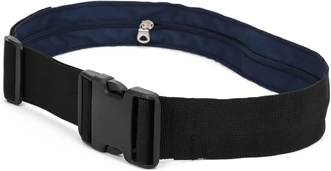 Anti Theft Money Belt with Zipper Closure, Sports Waist Bag for Running Travel, Concealed Wallet Pocket for Cash Tickets, Durable Polyester Belt with Release Buckle for Outdo (5CM)