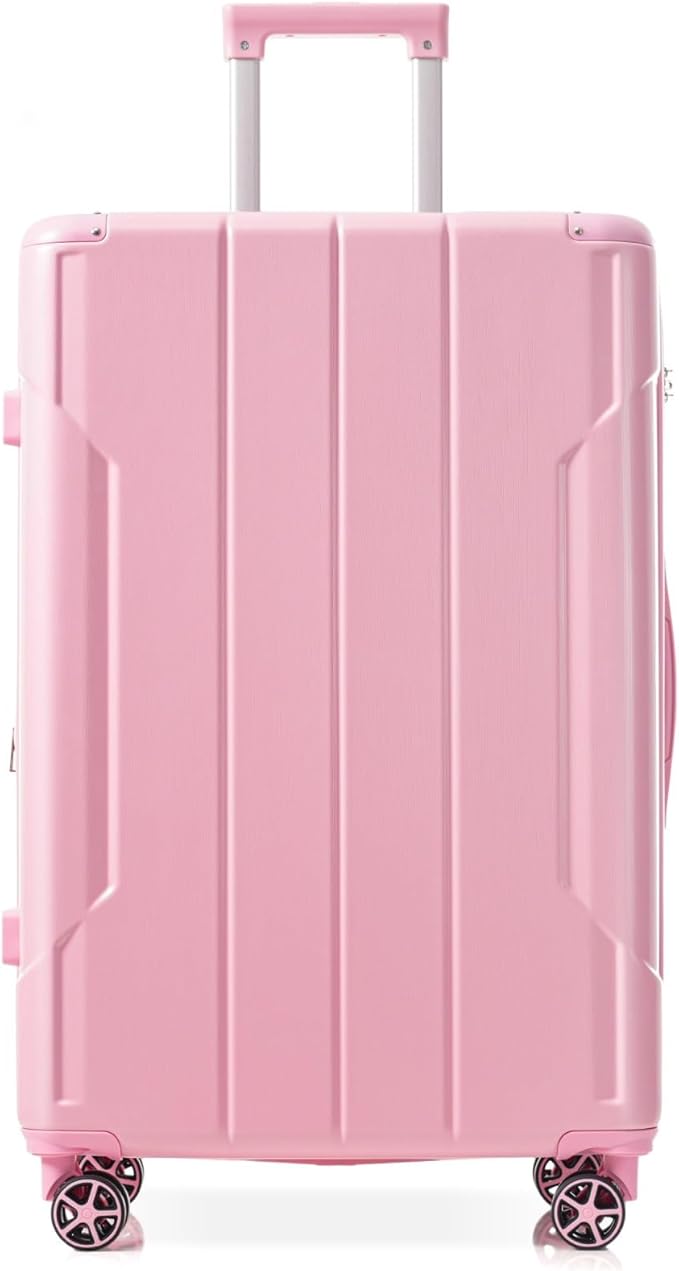 24 Inch Hardshell Luggage Lightweight Checked Luggage, Pink Hardside ABS Suitcases with Double Wheels and TSA Lock, Medium Expandable 24-inch Carry on Luggages for Travel, Men, Women