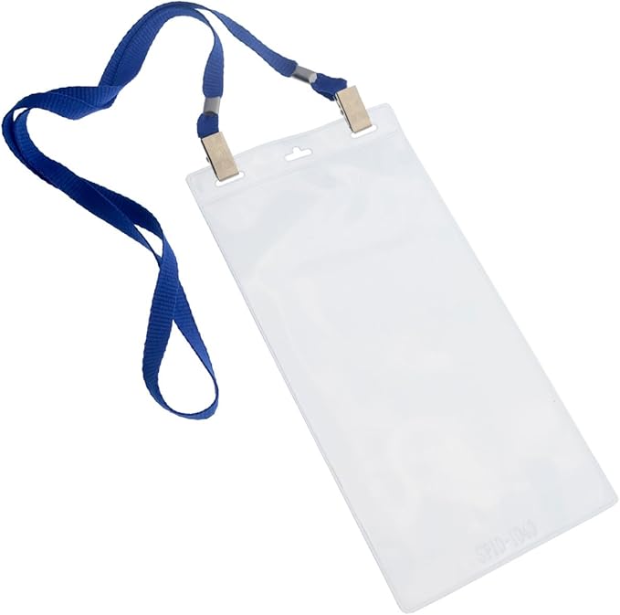 5 Pack - Extra Large 4 x 8 Inch Ticket & Event Credential Badge Holders with No Twist Double Sided Lanyards with Two Bulldog Clips, by Specialist ID (Royal Blue)