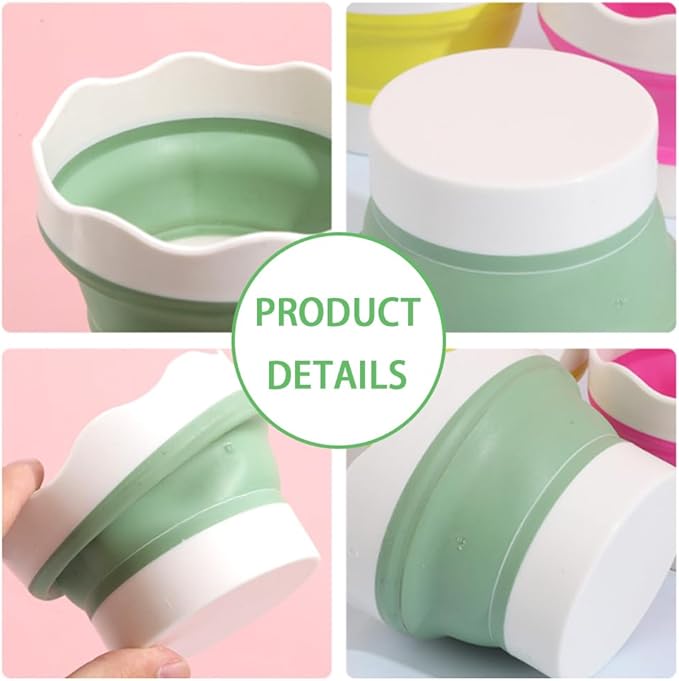 4 PCS Collapsible Paint Brush Washer Multifunctional Collapsible Bucket Foldable Water Cup Portable Silicone Washing Bucket Brush Holder Mini Foldable Washing Buckets for Watercolor Oil Painting