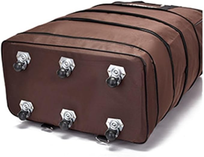 Expandable Extra Large Travel Oxford Duffel Bag with Wheels Waterproof Lightweight Traveling Foldable Suitcase (Brown, L - 6 wheels)