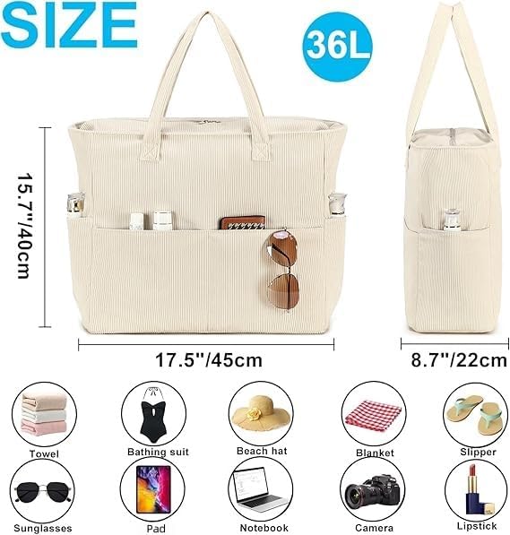 Bluboon Beach Bags for Women, Large Waterproof Tote Bag With Wet Compartment for Pool Weekender Travel Gym