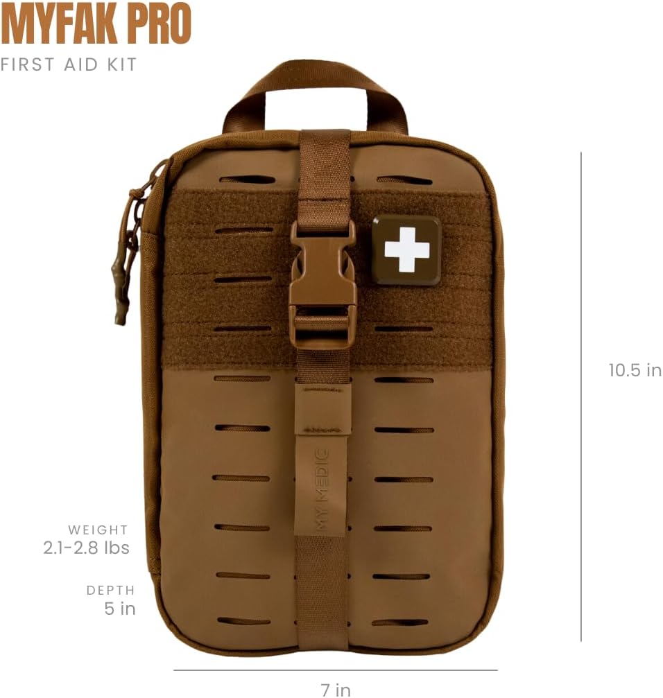 MY MEDIC MyFAK PRO First Aid Kit Bag - Emergency Survival Essentials, Medical Accessories, Rescue Necessities & Supplies for Home, Car, Boat or Travel - Coyote