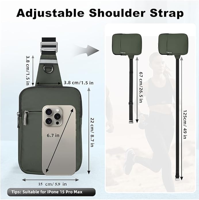 BROADREAM Mini Sling Bag for Men Women Small Crossbody Backpack Shoulder Bags with RFID & Waterproof for Hiking Trave Running