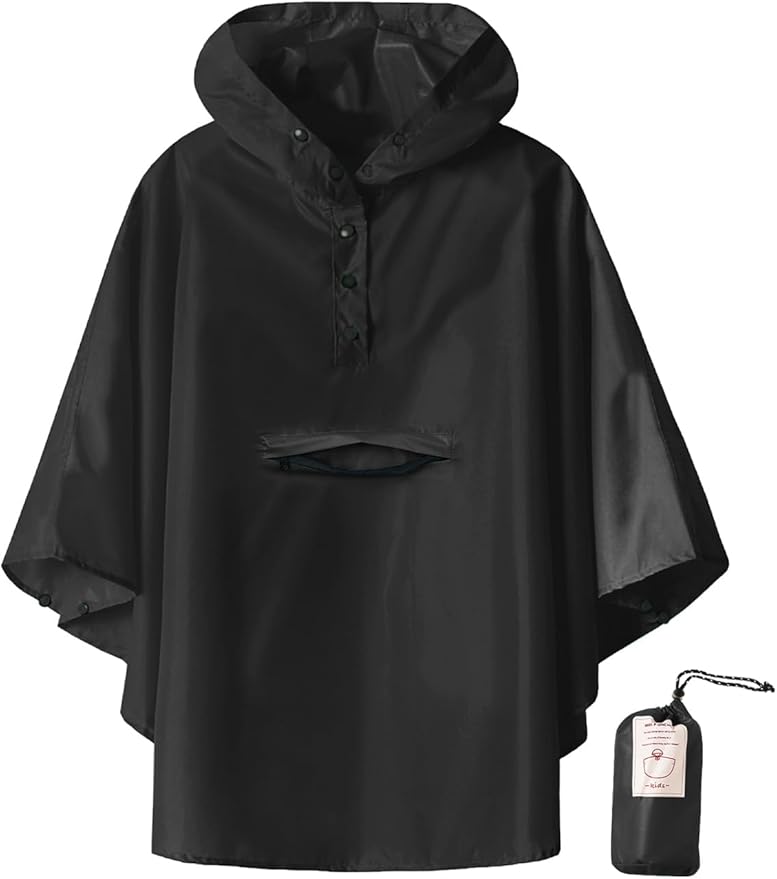 SaphiRose Lightweight Kids Rain Poncho Jacket Waterproof Outwear Rain Coat