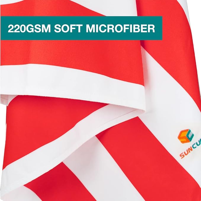 SUN CUBE Microfiber Beach Towel, Quick Dry Sand Free Beach Towel, Lightweight Compact Travel Swim Towel for Pool, Camping, Sand Resistant Packable Adult Towel - Red 60x30 Inches