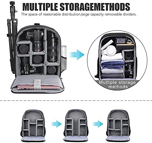 Cwatcun Camera Backpack Trolley Case Bag with Tripod Holder Anti-Theft Waterproof Camera Bag fits 15.6' Laptop for Canon Nikon Sony DSLR SLR Camera for Women Men Photographer