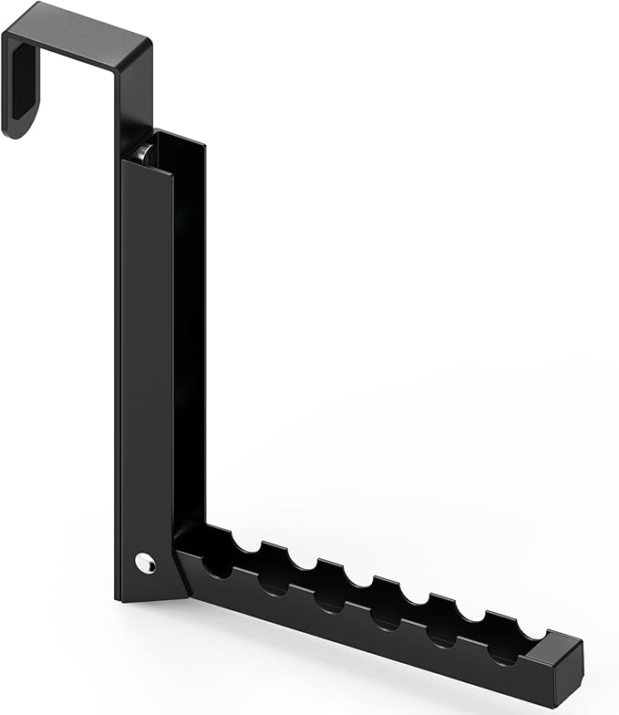 1 Pcs Black Folding Over Door Clothes Drying Laundry Rack Hooks - 6 Groves, Hanger for Clothes & Towels, Bedroom & Bathroom
