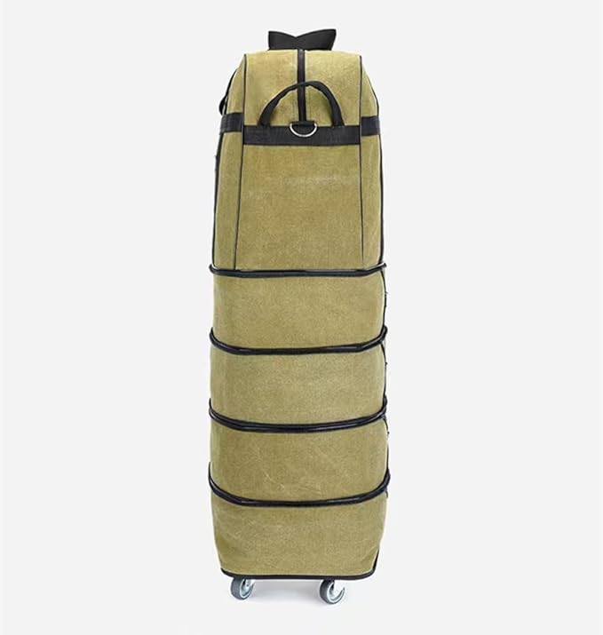 Expandable Extra Large Travel Canvas Duffel Bag with Wheels Lightweight Traveling Foldable Suitcase (Yellow Canvas, XL - 6 wheels)