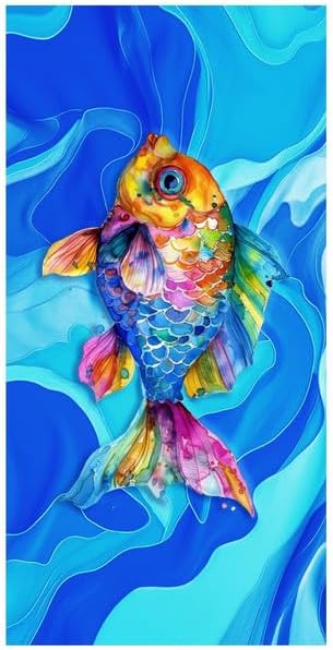 Maisonette 100% Cotton Beach Towels, Digitally Printed, Velour Woven, Ideal for Travel, Pool & Bath Towels, 350 GSM, 29.5"x59", Soft & Stylish Turkish Beach Towel for Adults, Goldfish Design
