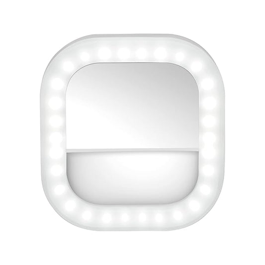 Conair Lighted Makeup Mirror for Phone, Selfie Ring Light and Vanity Mirror, Battery Operated, White