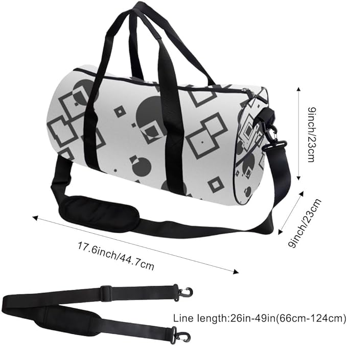 Geometric Shape Print Packable Foldable Duffle Bag For Travel Oxford Tote Bags Adjustable Shoulder Strap, Convertible Carry Backpack Personalized Duffle Bag For Tennis Yoga Gym Gifts Women