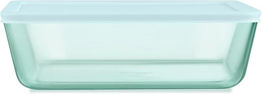 Pyrex Colors Tinted (11 Cup) Tinted Glass Large Rectangular Food Storage Container, Snug Fit Non-Toxic Plastic BPA-Free Lids, Freezer Dishwasher Microwave Safe, Aqua