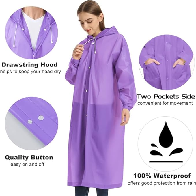 Besshopie EVA Raincoat Waterproof Rain Poncho Reusable Unisex Men Women Long Clear Rain Wear