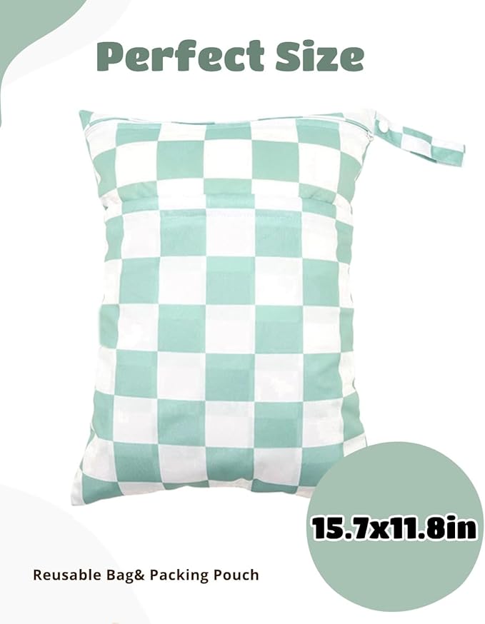 Wet Dry Bag Reusable Waterproof Swimming Bag Travel Beach Pool Yoga Gym Bag for Baby Cloth Diaper Swimsuits Wet Clothes Two Zipper Pockets 3 Pack 3L24