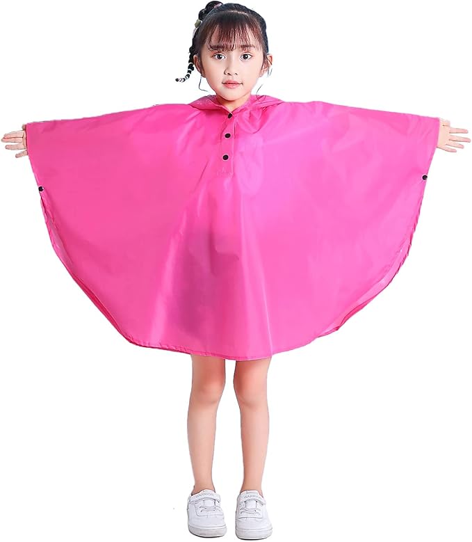 Spmor Kids Rain Poncho Hooded Jacket Rain Coat
