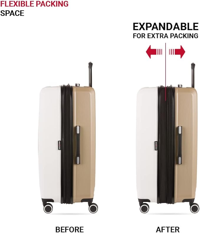 SwissGear Duet Expandable Luggage, Hard Shell Large Luggage with Spinner Wheels