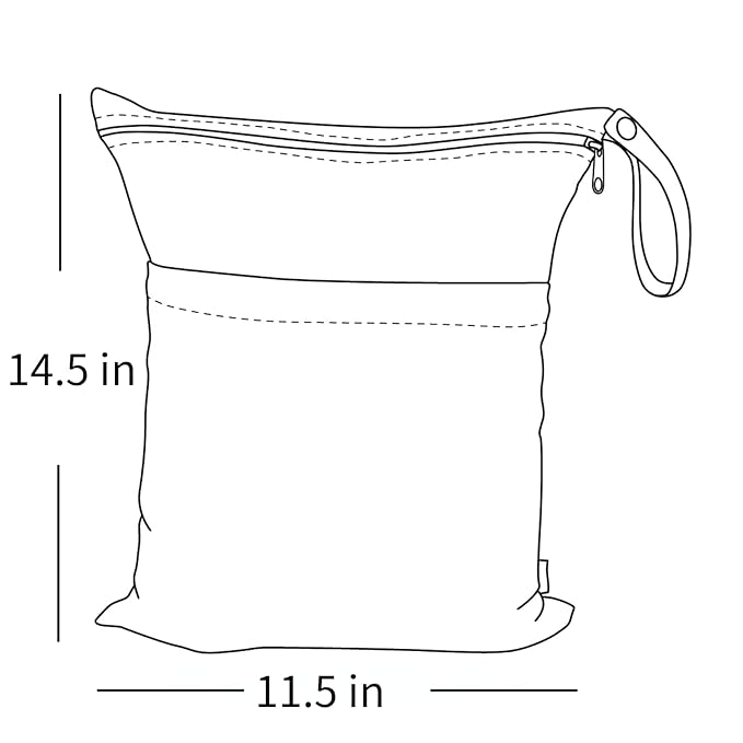 ALVABABY 2pcs Cloth Diaper Wet Dry Bags Waterproof Reusable with Two Zippered Pockets Travel Beach Pool Daycare Soiled Baby Items Yoga Gym Bag for Swimsuits or Wet Clothes L-B1929