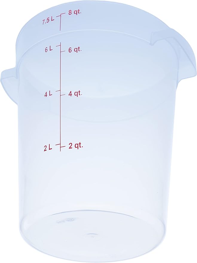 Carlisle FoodService Products Storplus Round Food Storage Container with Stackable Design for Catering, Buffets, Restaurants, Polypropylene (Pp), 8 Quart, Clear