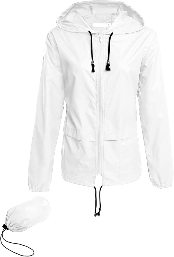 Avoogue Raincoat Women Lightweight Waterproof Rain Jackets Packable Outdoor Hooded Windbreaker