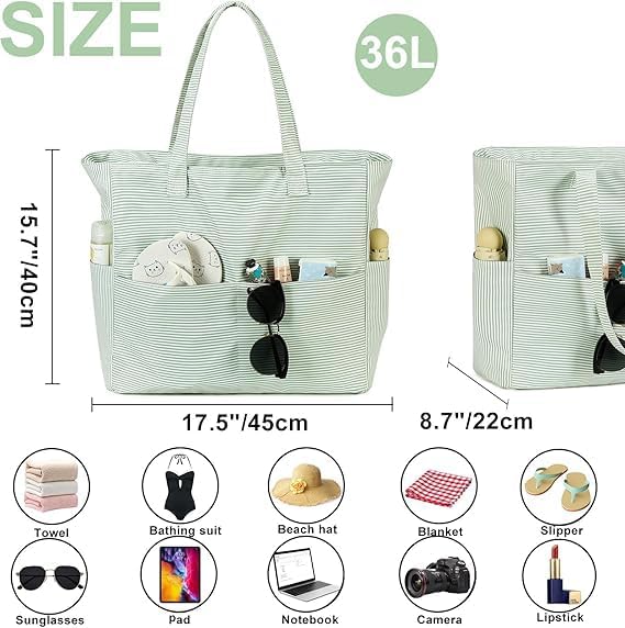 Bluboon Beach Bags for Women, Large Waterproof Tote Bag With Wet Compartment for Pool Weekender Travel Gym