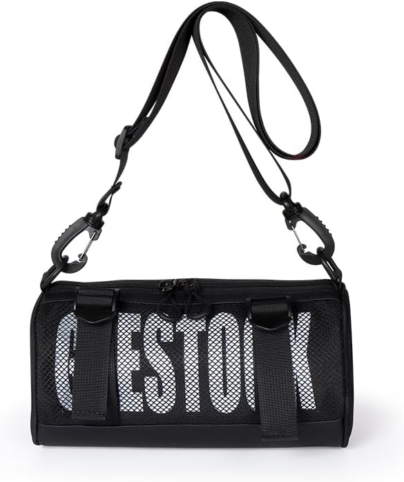 Geestock Mini Gym Bag for Women Men – Lightweight Compact 9'' Crossbody Duffel Bag with Adjustable Strap, Portable Small Gym Bag for Yoga, Workout, Travel, Black