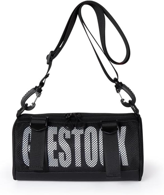 Geestock Mini Gym Bag for Women Men – Lightweight Compact 9'' Crossbody Duffel Bag with Adjustable Strap, Portable Small Gym Bag for Yoga, Workout, Travel, Black